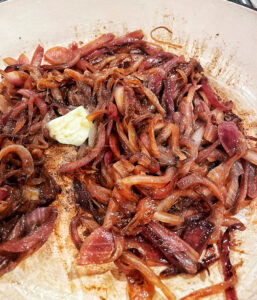 Caramelized red and yellow onion