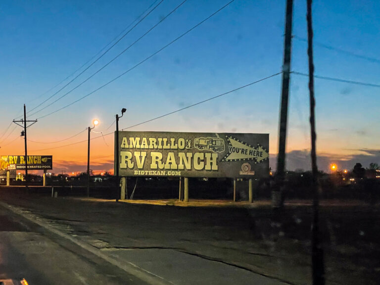 Big Texan RV Ranch sign in Amarillo Texas