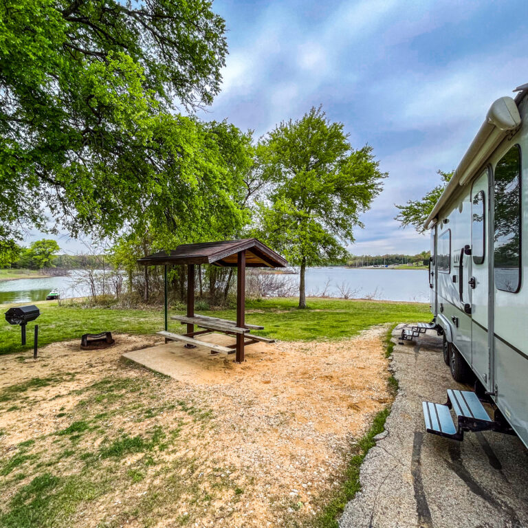 view from our site at Hickory Creek Campground in Hickory Creek TX
