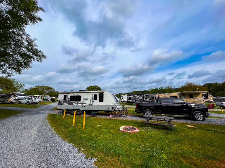 our campsite at Bayou Wilderness RV Campground in Carencro LA