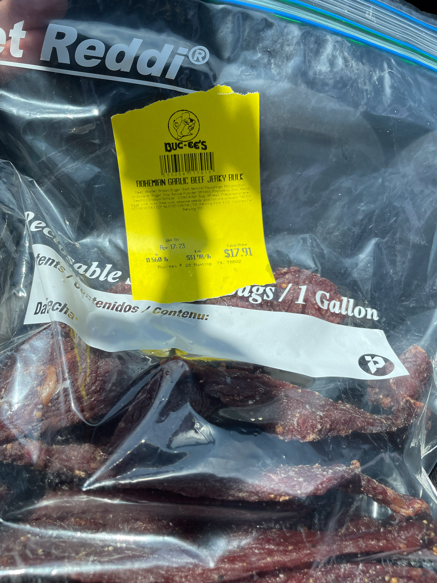treats from the jerky wall at Buc ees
