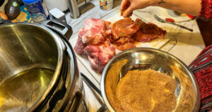 Seasoning the pork