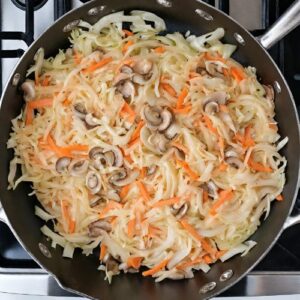 Cabbage carrots mushrooms cooking