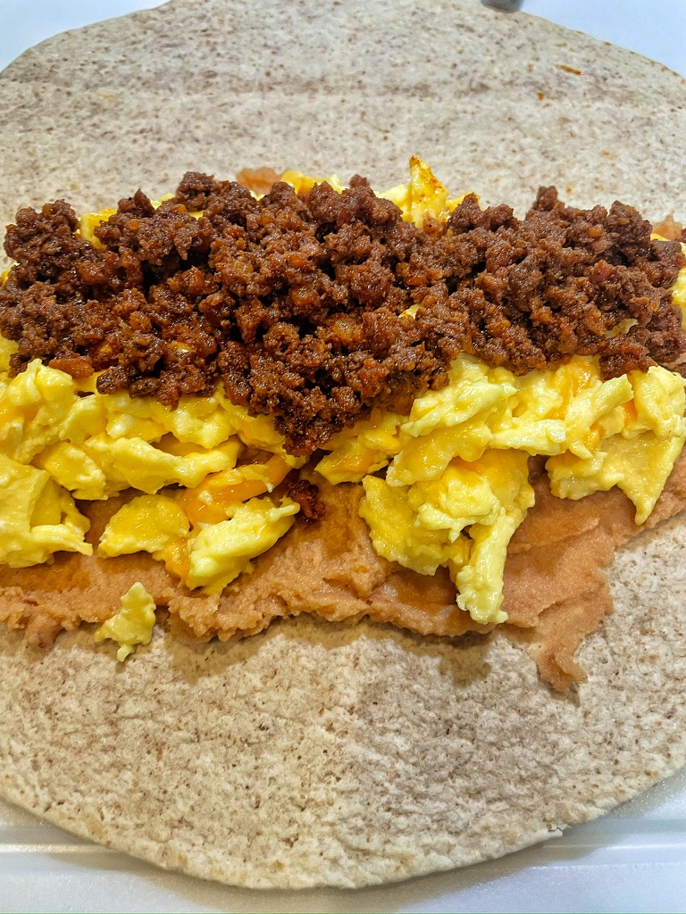 Adding Chorizo. to Breakfast Burrito