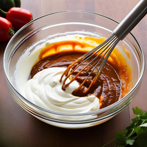 Mixing sour cream and peppers in adobo (1)