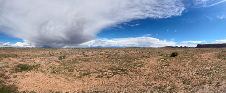 Panoramic View to the West from our Campsite at Utahraptor State Park