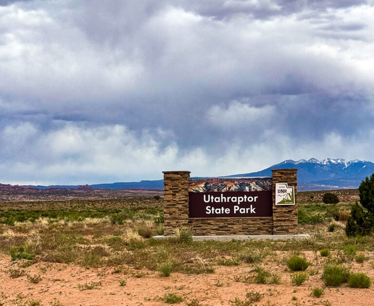 Utahraptor State Park Entrance Sign